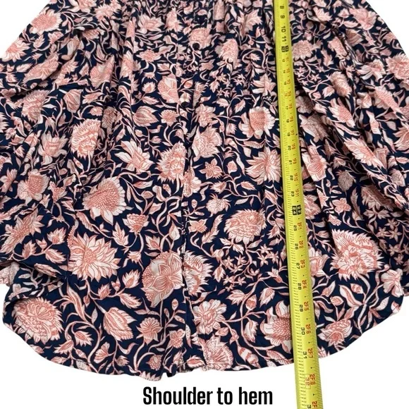 Lucky Brand Blue and Orange Babydoll Peasant Blouse Garden Summer Size 2X - Picture 8 of 8